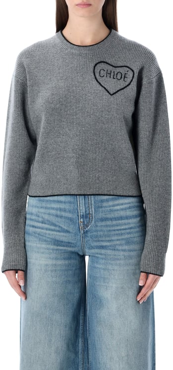 Chloé Chloé cropped knit sweater with Heart logo