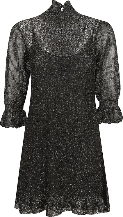 Chloé High-Neck Mini Dress with Ruffled Hem
