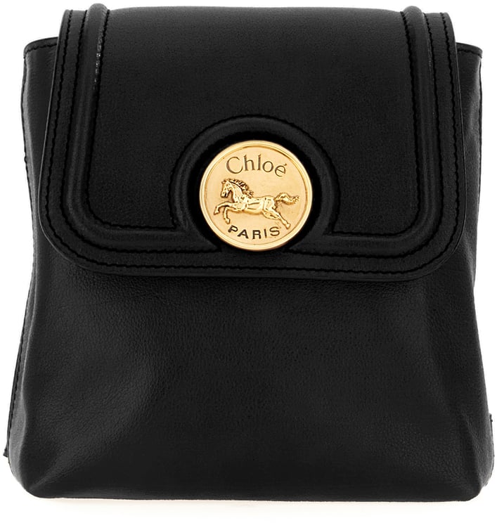 Chloé Chloe Black leather Horse Medal backpack