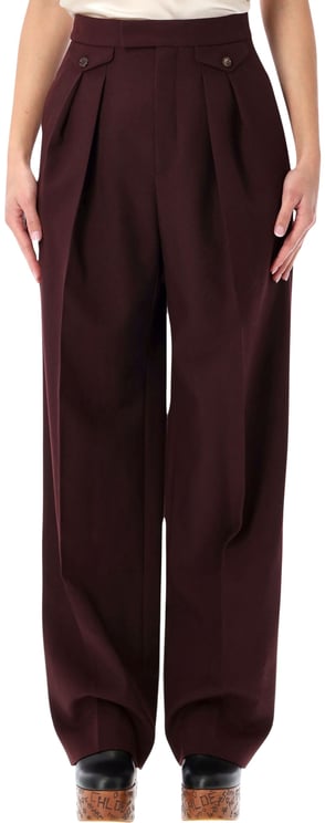 Chloé Chloé high-waist bordeaux wool gabardine trousers