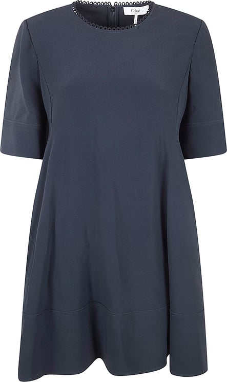 Chloé Fluid A-line Skater Dress with Scalloped Neckline
