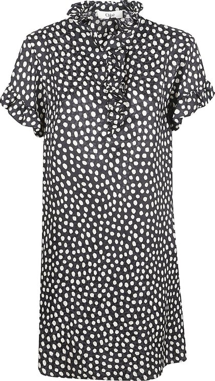 Chloé V-Neck Mini Dress in Silk Jacquard