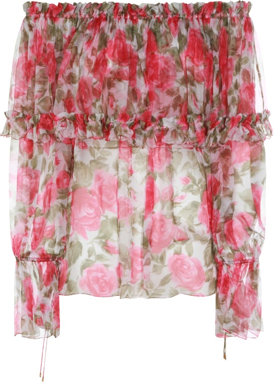 Chloé Multicolor Silk Puffed Sleeves Top