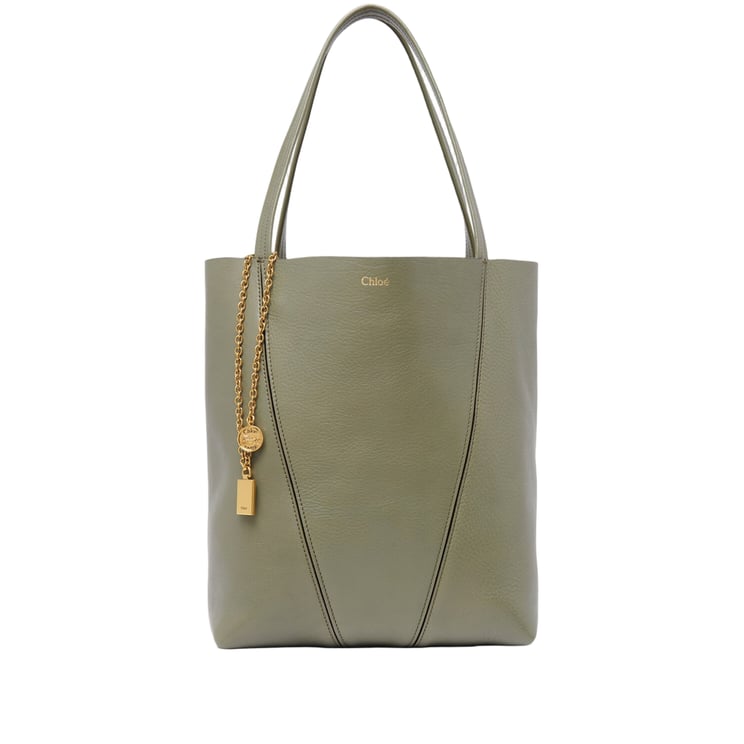 Chloé Structured Maroon Leather Spin Tote
