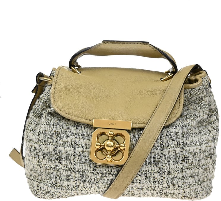 Chloé Chloe Elsie Shoulder Bag Tweed Leather