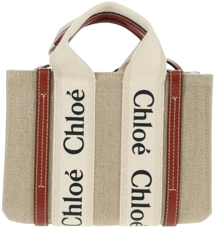 Chloé Chloe Woody Tote Canvas with Leather Small