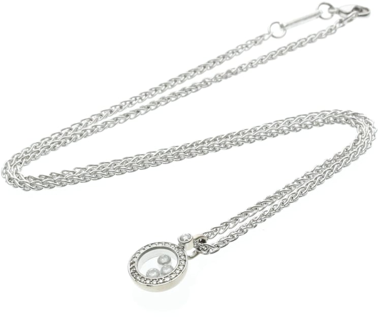 Chopard Chopard Happy Diamonds Round Pendant Necklace 18K Yellow Gold with Diamonds and 3 Floating Diamonds