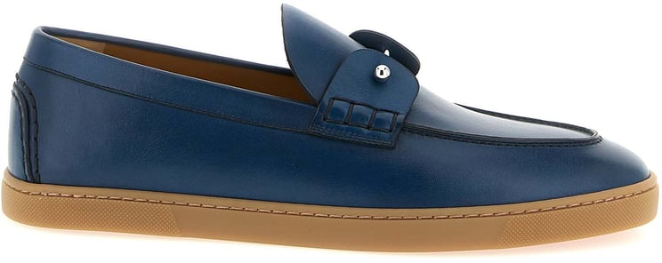 Christian Louboutin Christian Louboutin Blue Calfskin Slip-On Loafers