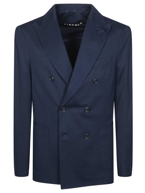 Circolo 1901 Navy Symmetrical Black Button Piquet Blazer