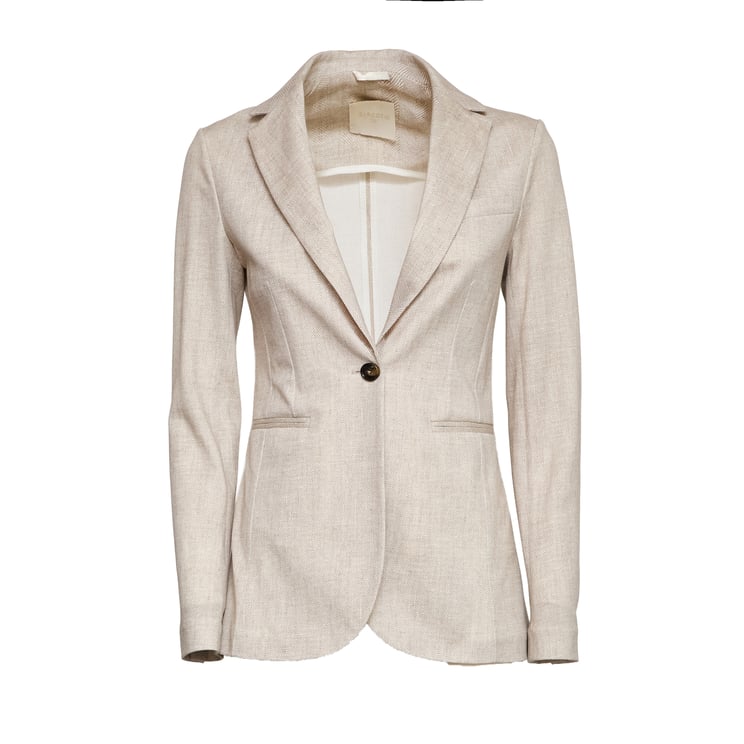 Circolo 1901 Herringbone Slim Fit Single-Breasted Blazer