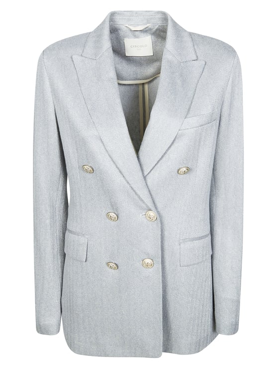 Circolo 1901 Silver Herringbone Cotton Linen Blazer
