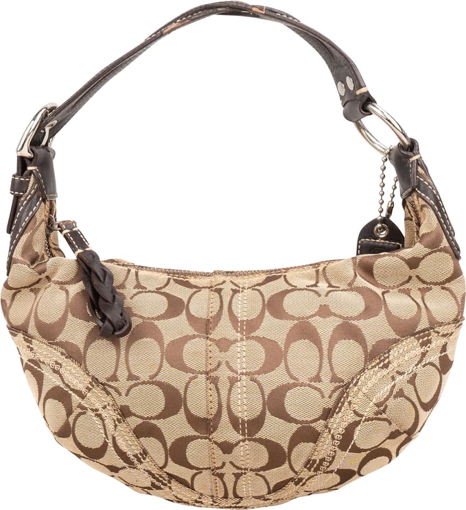 Coach Coach Signature Monogram Half Moon Shoulder Bag