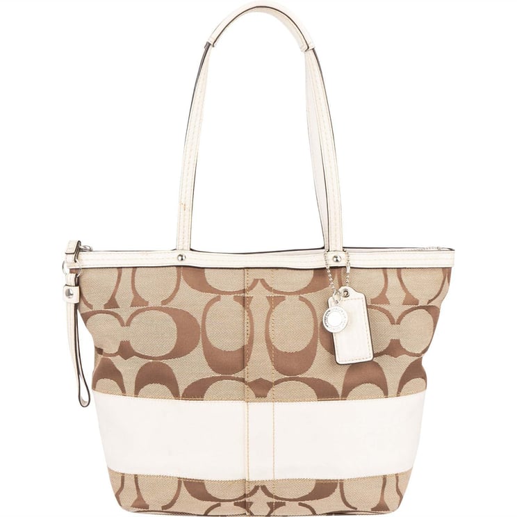 Coach Coach Monogram Signature Stripe Tote Shoulder Bag