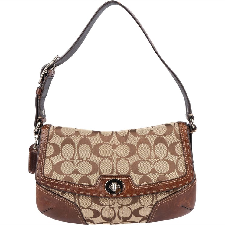Coach Coach Monogram Signature Demi Flap Lock Shoulder Bag
