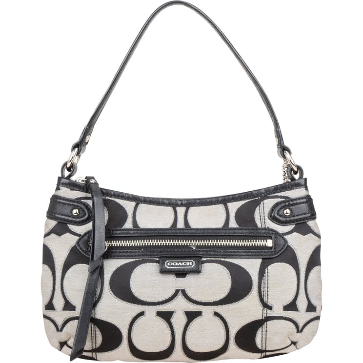 Coach Coach Monogram Signature Black and Grey Shoulder Bag