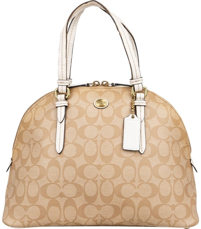 Coach Coach Monogram Signature Coated Canvas Cora Satchel Handbag