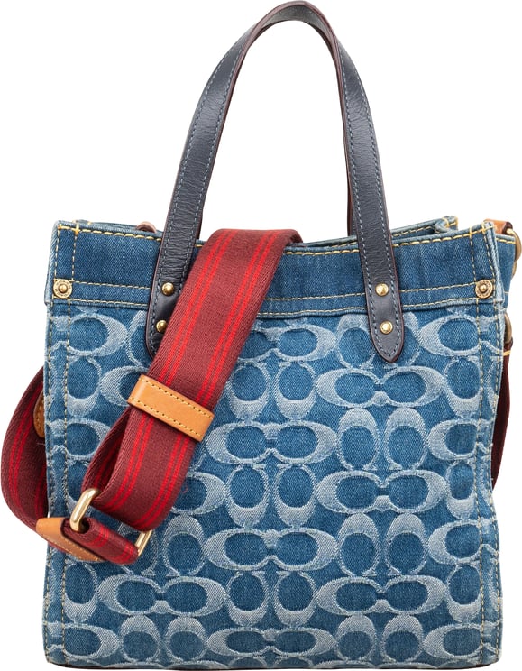 Coach Coach Monogram Signature Denim Tote 22 Crossbody Handbag