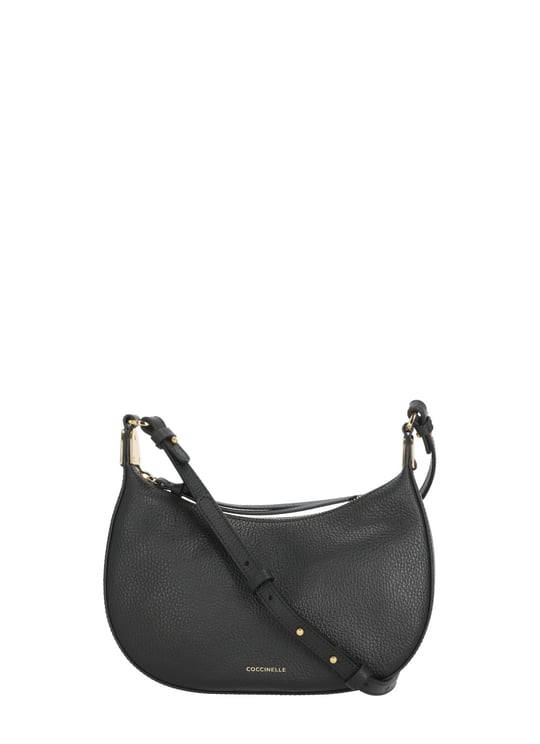 Coccinelle Crescent-Shaped Textured Leather Shoulder Bag