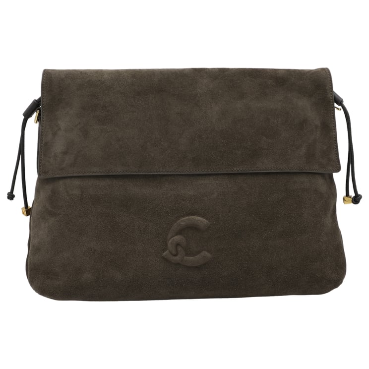 Coccinelle Structured Suede Bag with Fold-Over Flap