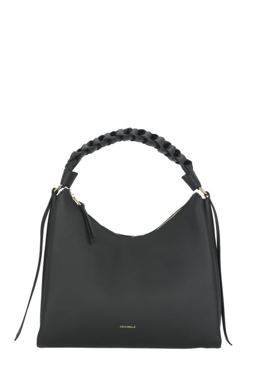 Coccinelle Double Compartment Handbag With Woven Handle And Metallic Logo
