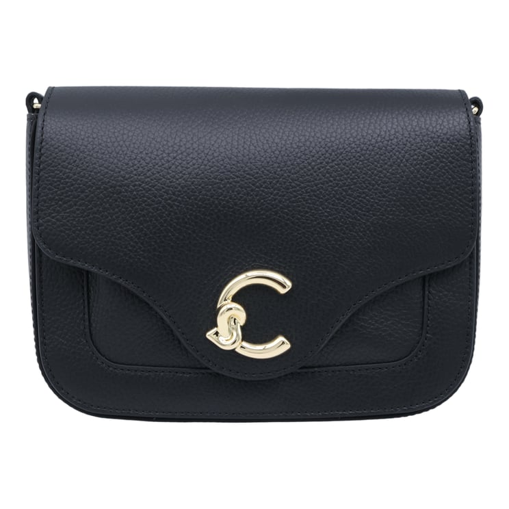 Coccinelle Structured Pebbled Handbag with Gold-tone Clasp