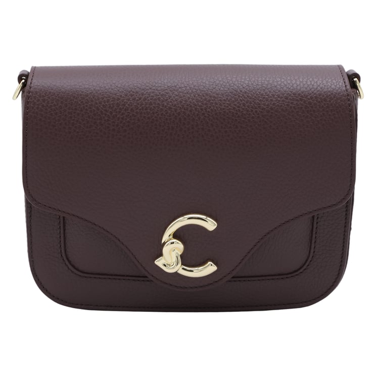 Coccinelle Structured Brown Pebbled Leather Coccinelle Handbag
