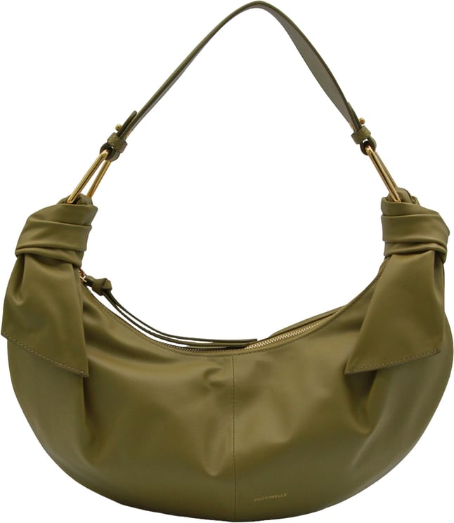 Coccinelle Crescent-Shaped Handbag with Gold-Tone Hardware
