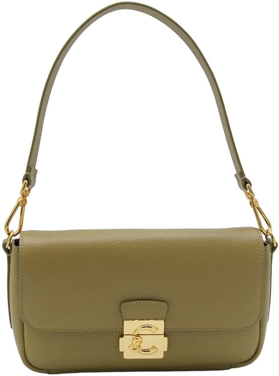 Coccinelle Structured Green Handbag with Gold-tone Clasp