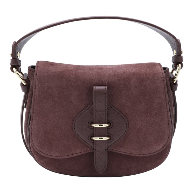 Coccinelle Structured Brown Leather Handbag with Gold-tone Hardware