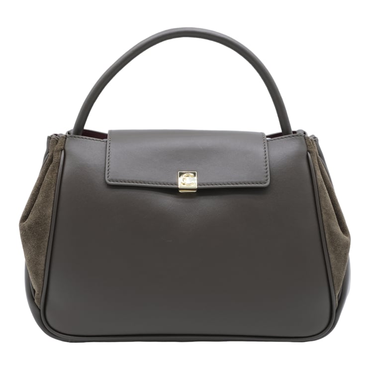 Coccinelle Structured Handbag with Suede Side Panels