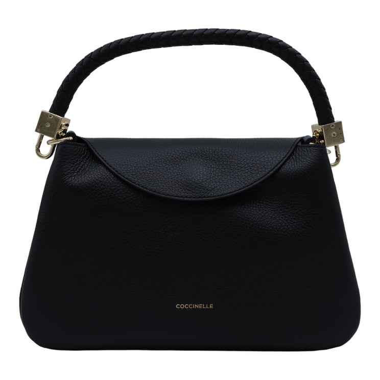 Coccinelle Structured Handbag with Braided Handle and Gold Accents