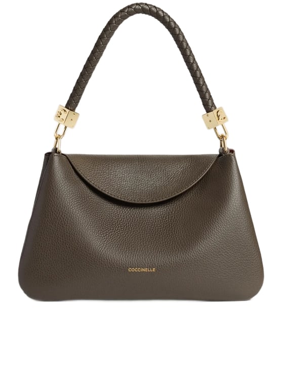 Coccinelle Textured Leather Structured Handbag with Gold-Tone Hardware