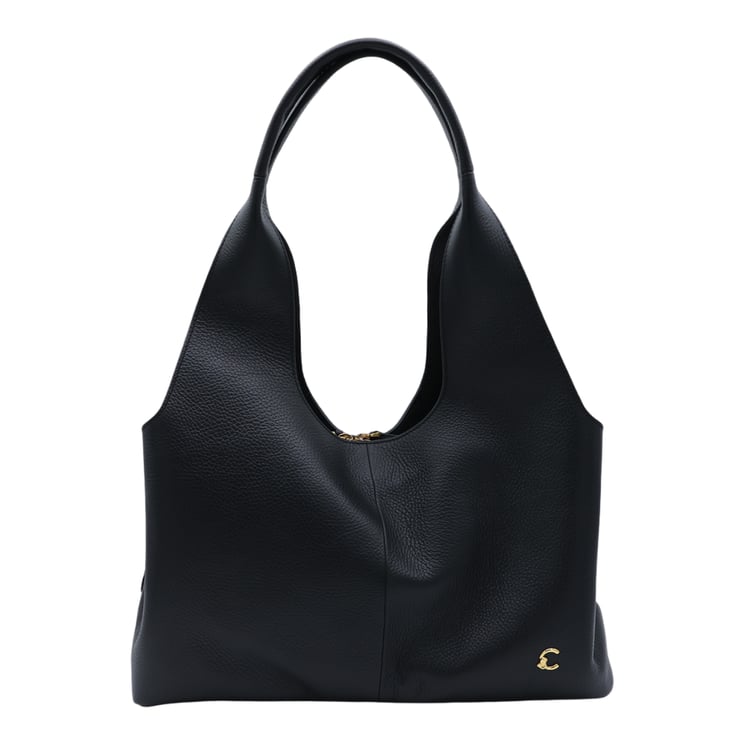 Coccinelle Structured Black Handbag with Gold-tone Logo