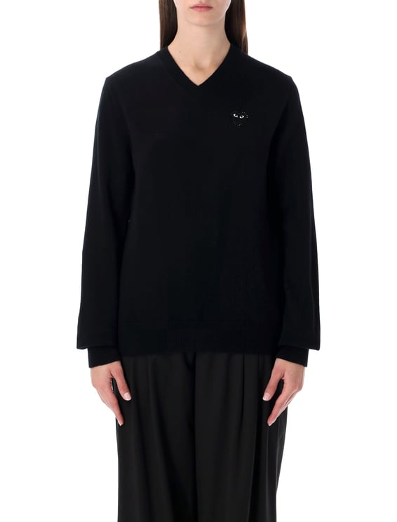 Comme des Garçons Cuore Nero V Neck Wool Sweater