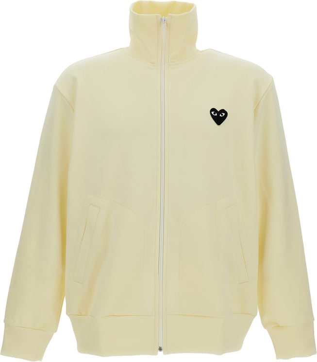 Comme des Garçons High-Neck Zipped Sweatshirt with Heart Print