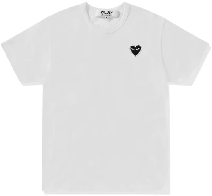 Comme des Garçons T-shirt Rhinestone Emblem Heart White/black