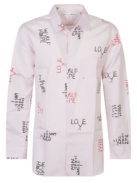 Comme des Garçons Light Pink Graphic Print Shirt