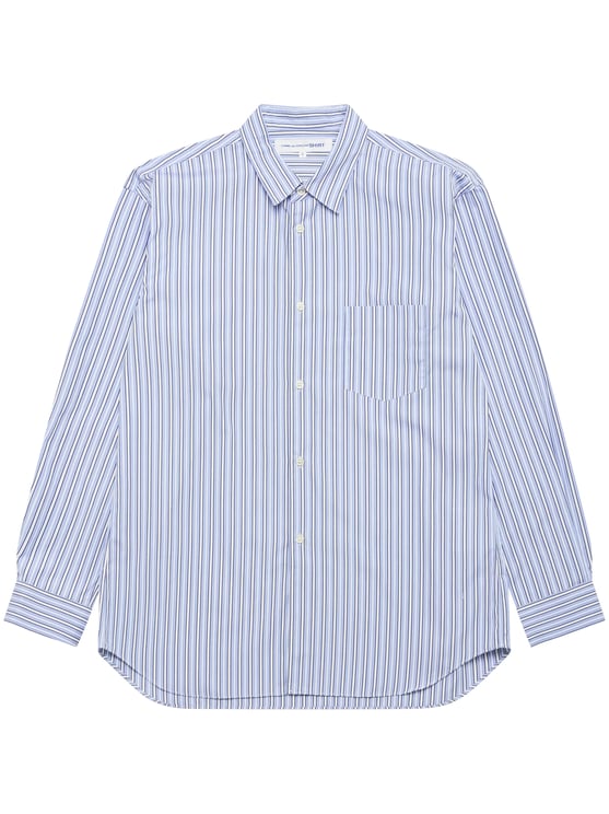 Comme des Garçons Vertical Striped Button-Up Shirt with Classic Collar