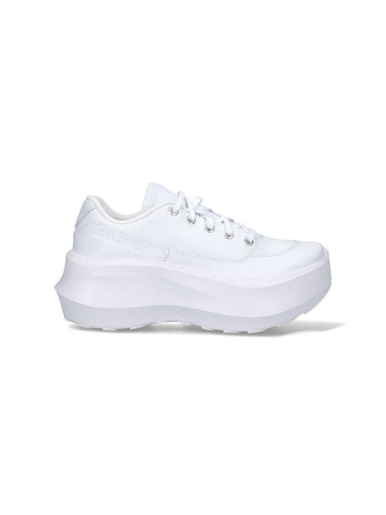 Comme des Garçons Round Toe White Calf Leather Sneakers