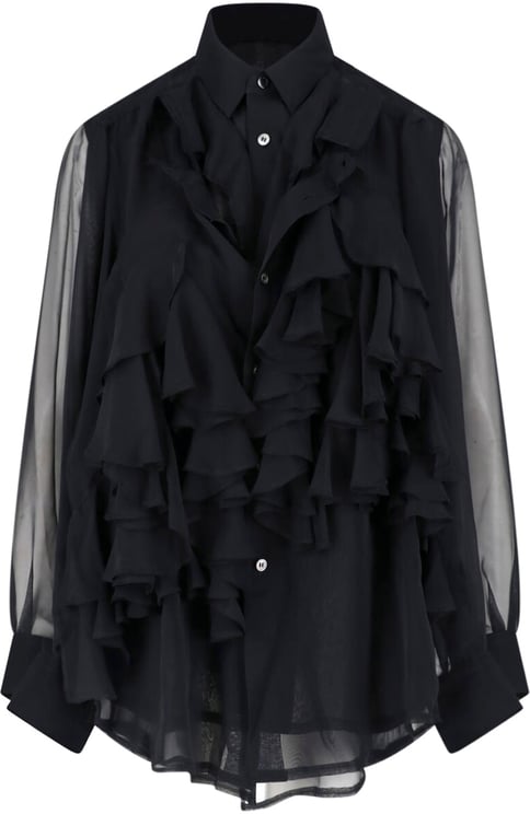 Comme des Garçons Black Ruffled Long-Sleeve Fabric Shirt