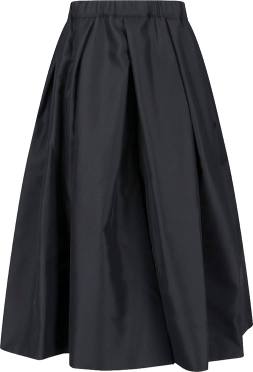 Comme des Garçons Gathered Black Midi Skirt With Elastic Waistband