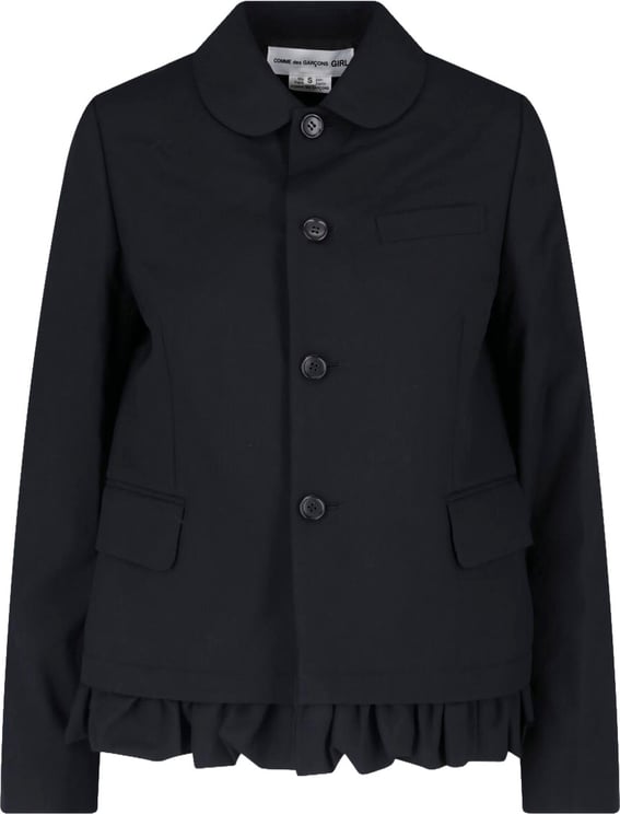 Comme des Garçons Black Ruffled Trim Rounded Collar Jacket