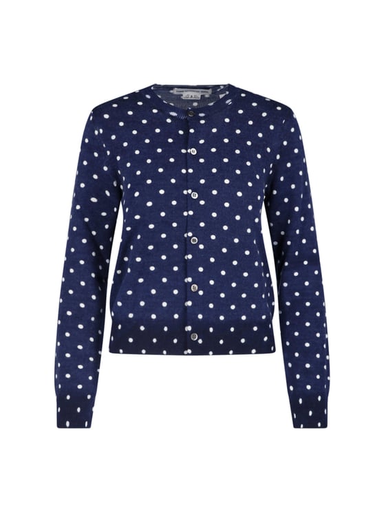 Comme des Garçons Navy Polka Dot Button-Down Cropped Sweater