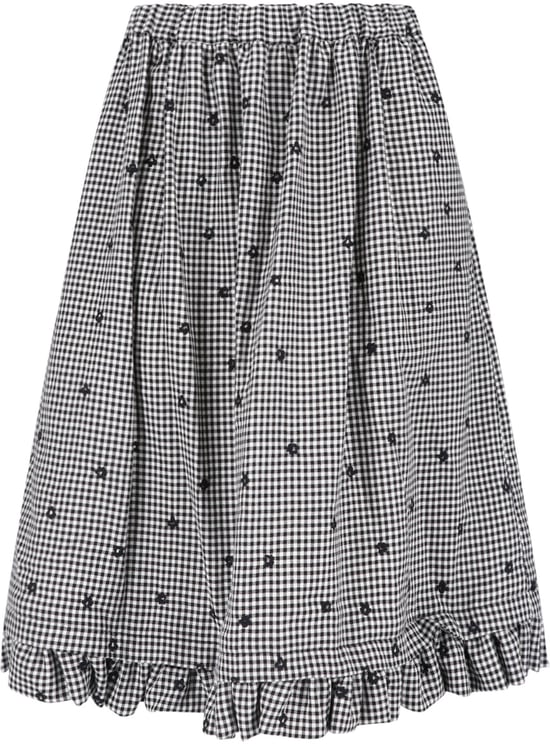 Comme des Garçons Black/White Gingham Floral Mini Skirt