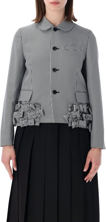 Comme des Garçons Gabardine Jacket Ruffle BlackWhite