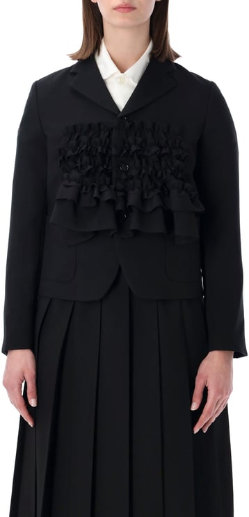Comme des Garçons Gabardine Jacket Ruffle Nero