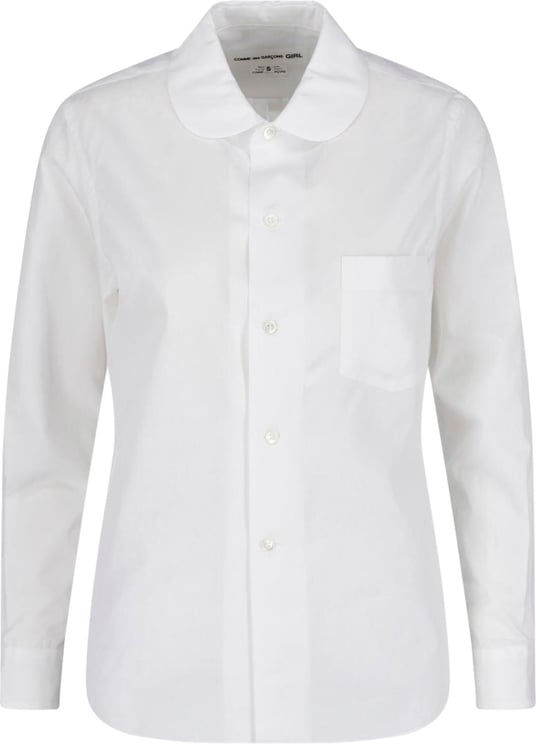 Comme des Garçons White Peter Pan Collar Pleated Shirt
