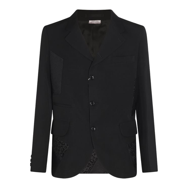 Comme des Garçons Tailored Black Jacket With Textured Patchwork Details
