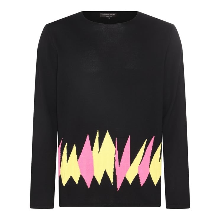 Comme des Garçons Geometric Patterned Black Sweater With Bold Detailing