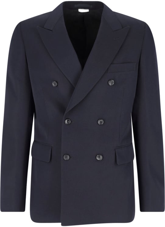 Comme des Garçons Navy Double-Breasted Wool Fabric Blazer